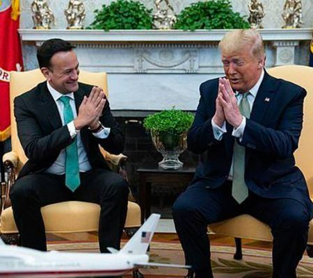 US President Donald Trump greeted Irish PM Leo Varadkar with Namsate.